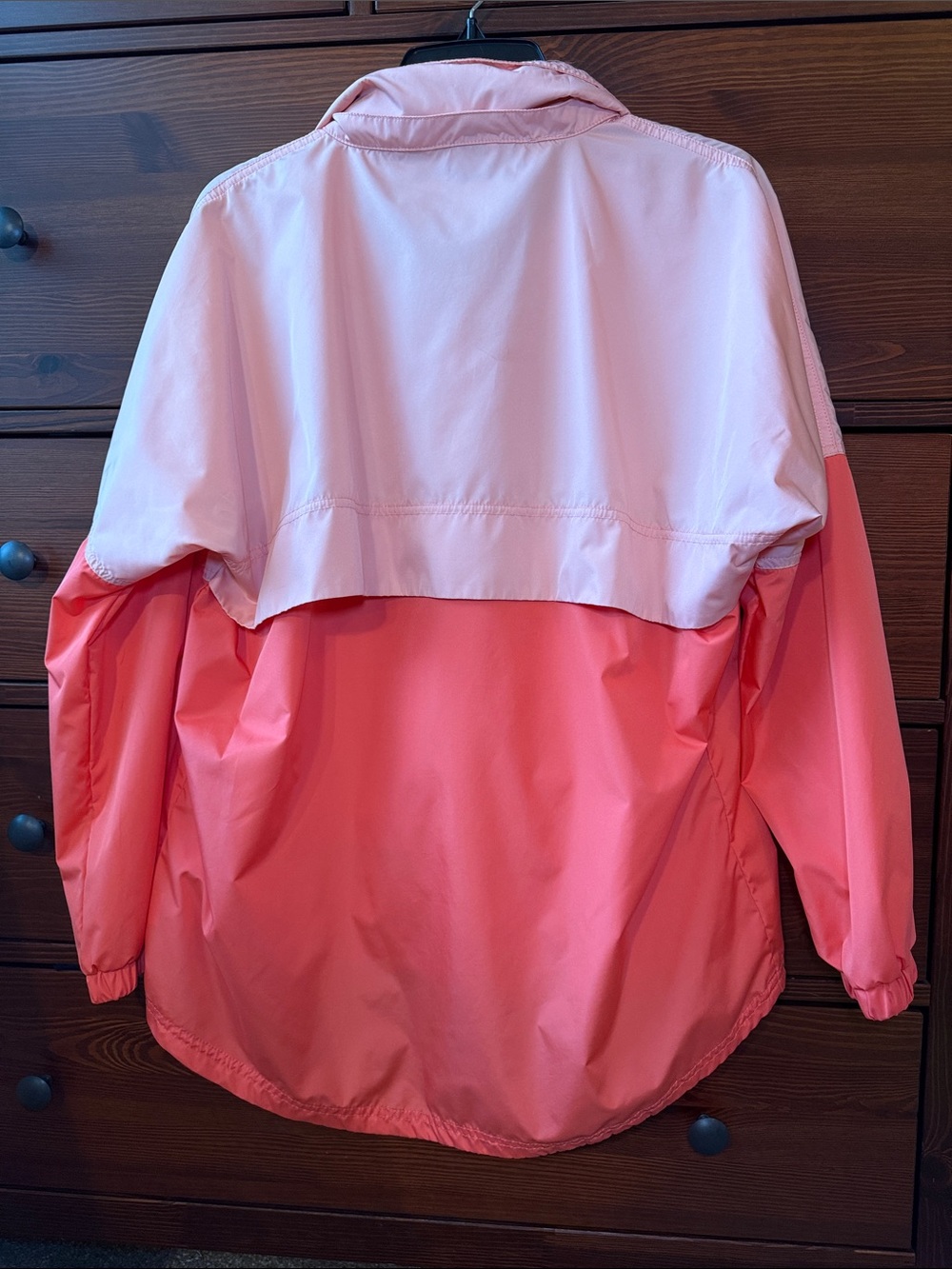 Lauren James Coral and Peach Colorblock Oversized Anorak / Windbreaker Pullover - Picture 4 of 6